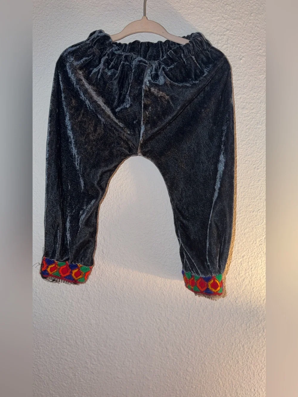 Black Velvet Tunic with Colorful Embroidered frock with trouser